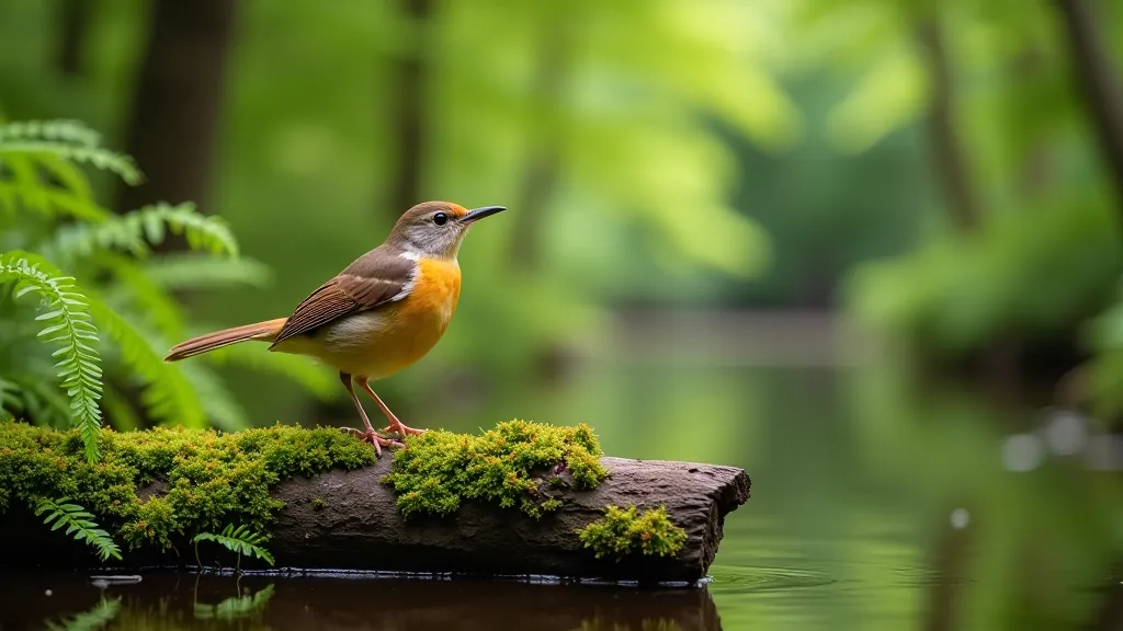 Close-up of forest flora and bird species typical to Lough Key area