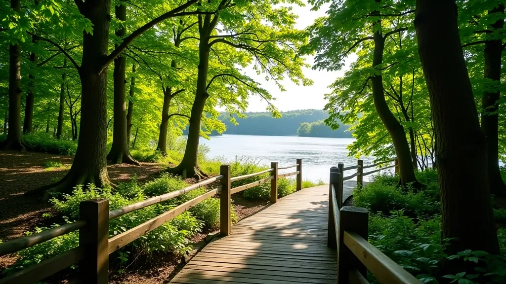 Lough Key boardwalk surrounded by forest canopy