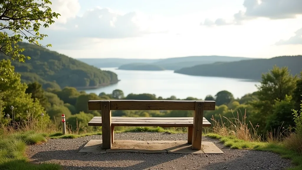 Scenic rest area overlooking Lough Key with comfortable seating